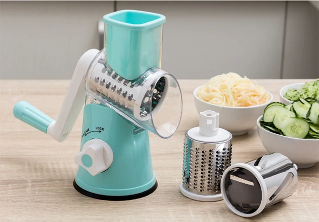 Vegetable Slicer, Fitnate Hand Crank Stainless Steel Fruit Vegetable  Shredder Dicer Cutter With 2 Changeable Stainless Steel Rotary Blades Drum