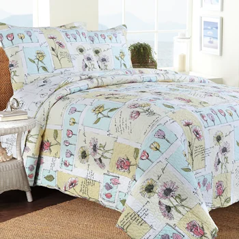 

200 * 230cm Fashion Classical Sweet Tulip Pattern Summer Thin Quilt Sets Washable Bedspread Cotton Aircondition Pillowcase