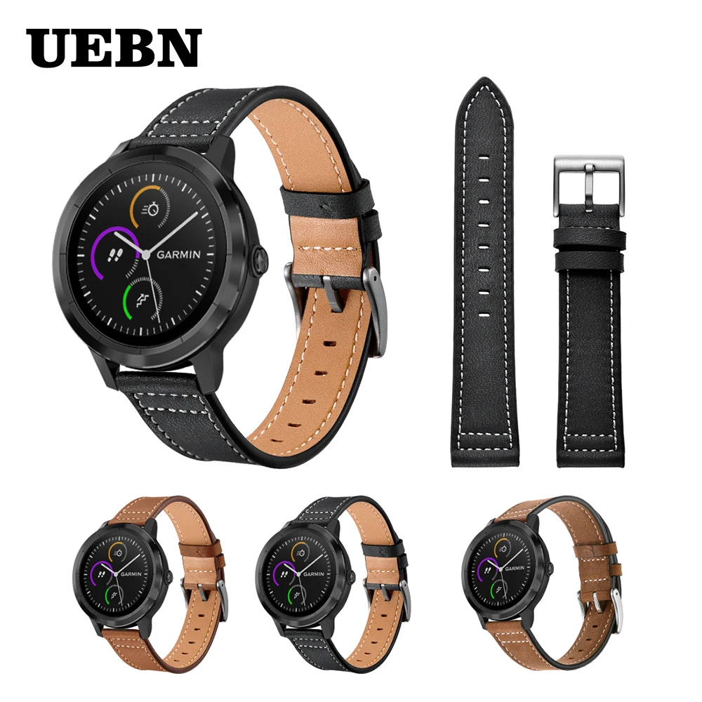 UEBN 20 мм кожаный ремешок Замена для смарт-часов Garmin Vivoactive 3 HR Вену/Garmin Move/Forerunner 245 645