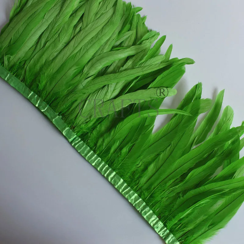 apple green 10 ярдов петух перо отделка 25-30 см Coque перо нанизанная курица отделка из перьев платье/юбка/костюм карнавальный Декор - Цвет: apple green