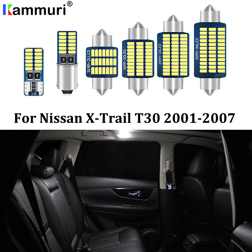 KAMMURI 9Pcs Error Free White LED Car Interior Light Package Kit For 2001-2007 Nissan X-Trail T30 Lights | Автомобили и мотоциклы