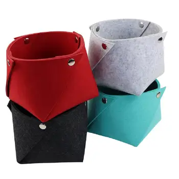 

Nordic Candy Color DIY Foldable Office Desk Smile Felt Storage Basket Hallway Entrance Key Small Storage Box Home Supplies