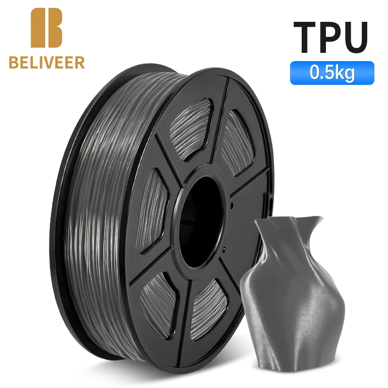 filament polycarbonate TPU Filament 3D Printer 0.5KG 1.75 MM Refills Bendable Non-Toxic FDM 3D Printer and Printing Pen Material BELIVEER 3D best liquid 3d printer