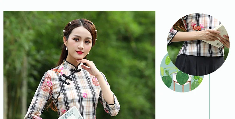Рубашка cheongsam в школьном стиле с антикварной модной вышивкой в ретро стиле, костюм танга, топы, женская одежда, повседневная Sh