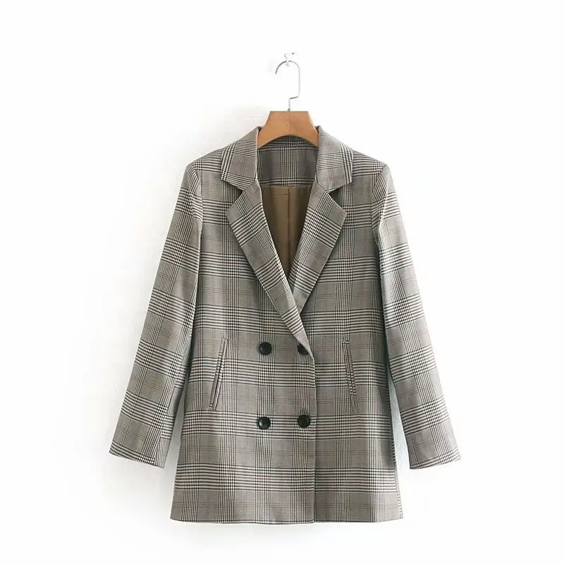 

03oz8-1010 Western Style WOMEN'S Dress 2019 Spring And Autumn New Style Retro Double Breasted Pattern Suit Jacket Women's