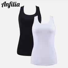 Anfilia, Женская Базовая майка, хлопковая мягкая майка, одноцветная майка, комплект из 2 пижам для сна, одежда для бега, фитнеса, бега, жилеты x2