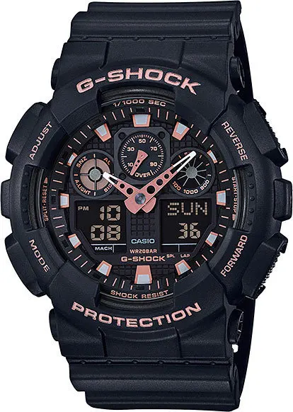 Японские наручные часы Casio G-SHOCK GA-100GBX-1A4 с хронографом | Наручные