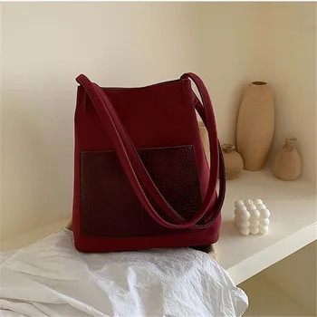 

2020 women seude shoulder bags Crocodile pattern patchwork tote casual travel shopping bucket bags drop shipping M597