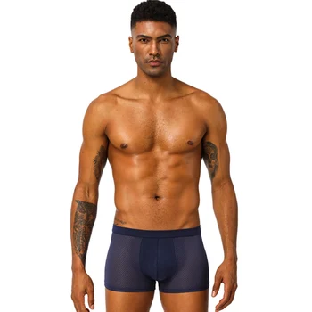 

Simple Breathable Mesh Design Underwear Fashion Comfortable Solid Color Mid-rise Men's Boxers