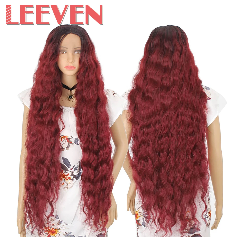 Leeven Synthetic Lace Front Wig Black Water Wave Wigs For Woman Long Hair Wigs Black Brown 613 Blonde Wig Cosplay Hair