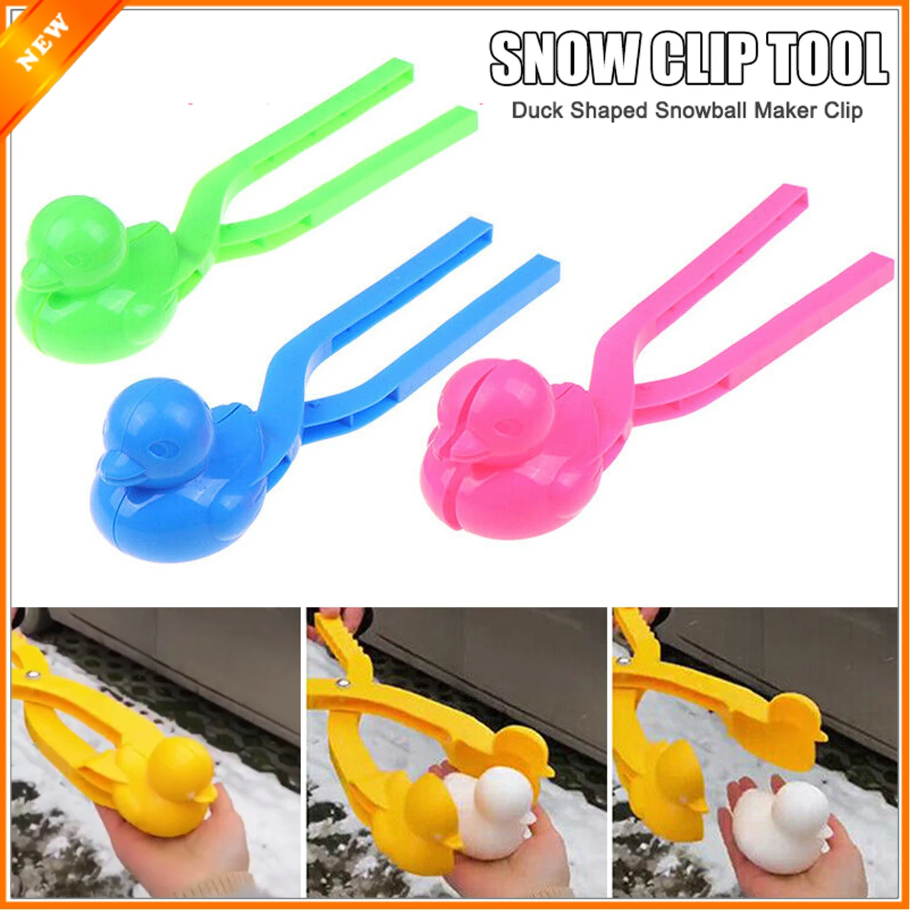 Мультфильм Прекрасный утка в форме снежок производитель клип дети открытый зимний снег Песок Плесень Инструмент Творческий открытый развлечения и спорта LSF99