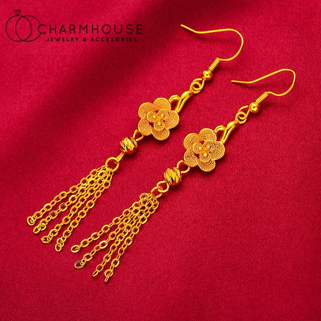 Farfasha Frou Frou Diamond Flower Long Drop Earrings