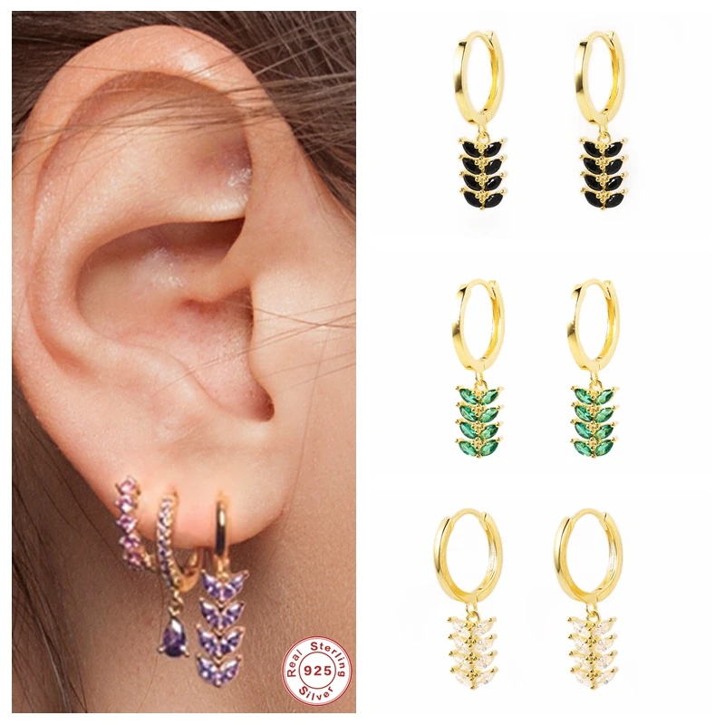 S925 Sterling Silver Prevent Allergy Women' Earrings Multicolor Oval