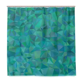 

Teal Triangle Mosaic Geometry Design Home Decor Shower Curtain Sets with Hooks Polyester Fabric Great Gift