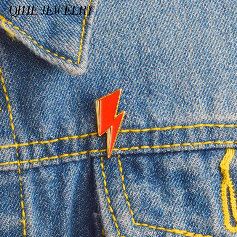 Badge Brooches Lightning-Bolt Qihe Jewelry Bowie Gifts Aladdin Sane Enamel Pin Ziggy Stardust