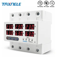 3 Phase Din rail Voltmeter Ammeter adjustable Over and Under Voltage current limit protection Monitor Relays Protector