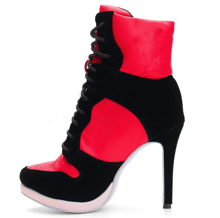 DORATASIA/брендовые дизайнерские женские сапоги смешанных цветов размера плюс 36-47, женские вечерние пикантные офисные ботильоны на тонком высоком каблуке, женская обувь - Цвет: Красный