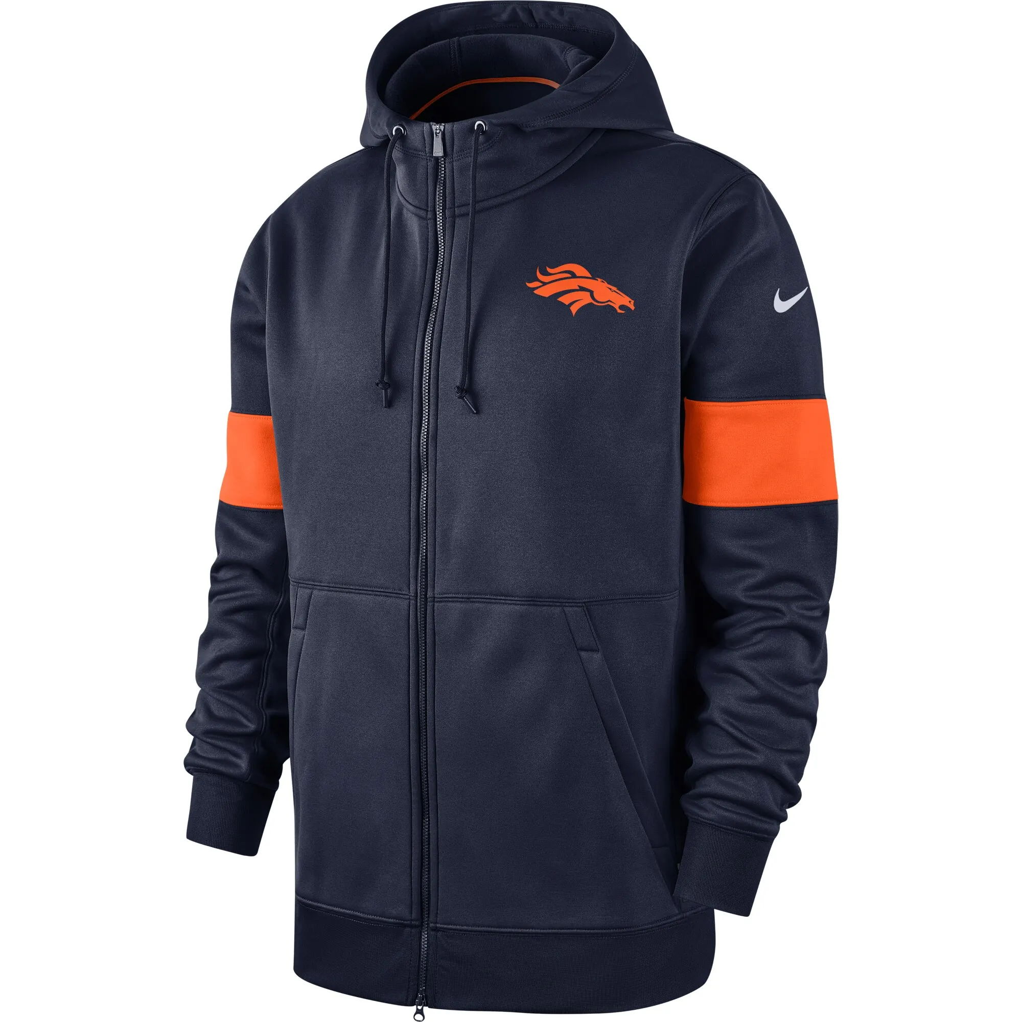 Denver Broncos куртки для мужчин Sideline Производительность Полный Молнии С Капюшоном Темно-синий - Цвет: men