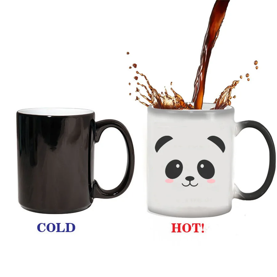 Panda Чашка с изображением панды, керамическая термохромированная кофейная кружка, кружка с изменением цвета, кружка для воды, чашки и кружки, кофейная чашка - Цвет: Panda