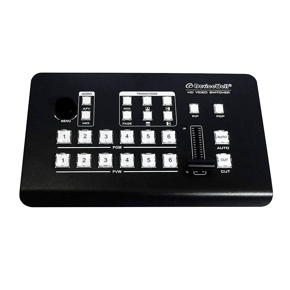 US $765.00 DeviceWell HDS7106 MINI Switcher 6 Channel HD Video Switcher With 4 SDI 2 HDMI Inputs For Live Broadcast TV Multiview
