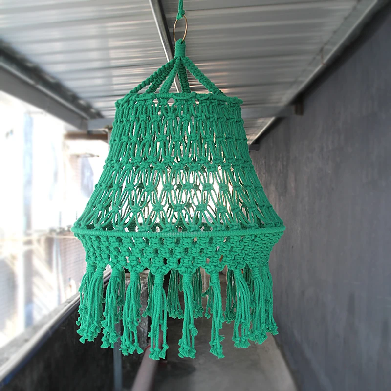 

1Pc Hand-knitted Lampshade Macrame Hanging Lamp Decoration Living Room Wedding Decoration Tassel Lampshade Tapestry