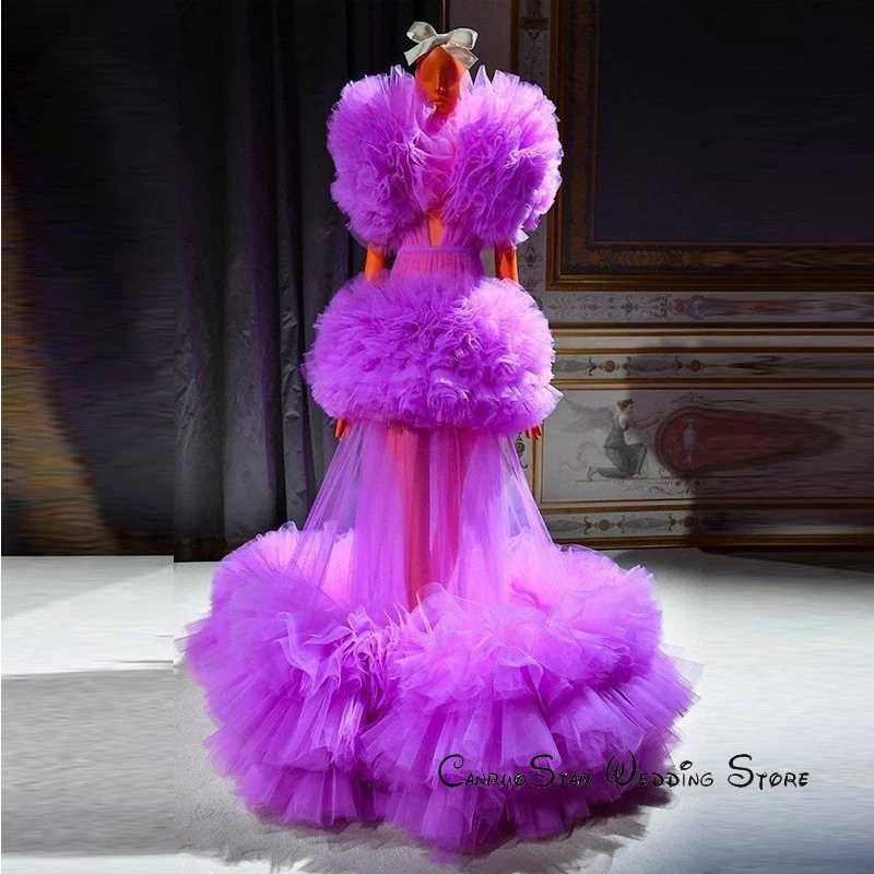 Puffy Purple Tulle Prom Dresses 