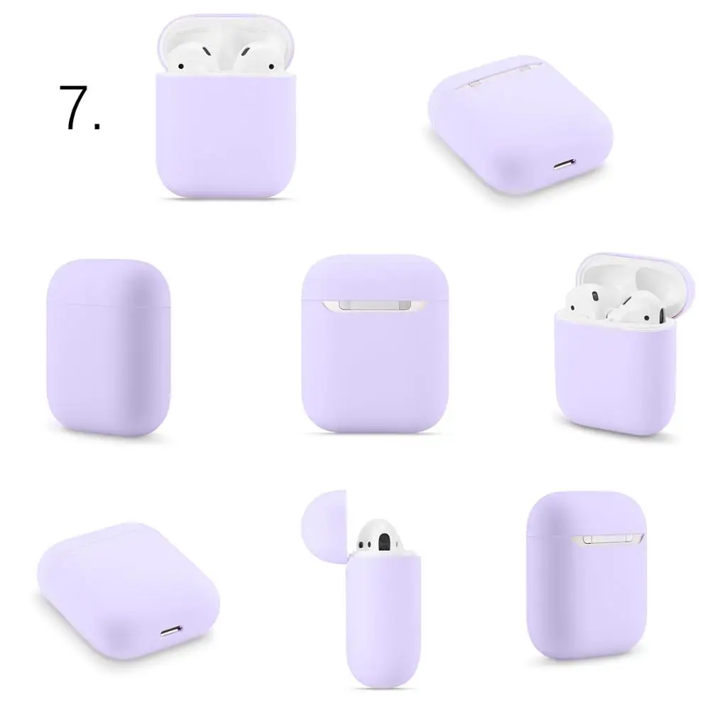 Тонкий силиконовый чехол для наушников для Apple Airpods, чехол для AirPods, беспроводная зарядная коробка, ультра тонкий защитный чехол для AirPods - Цвет: 7.Roland Purple