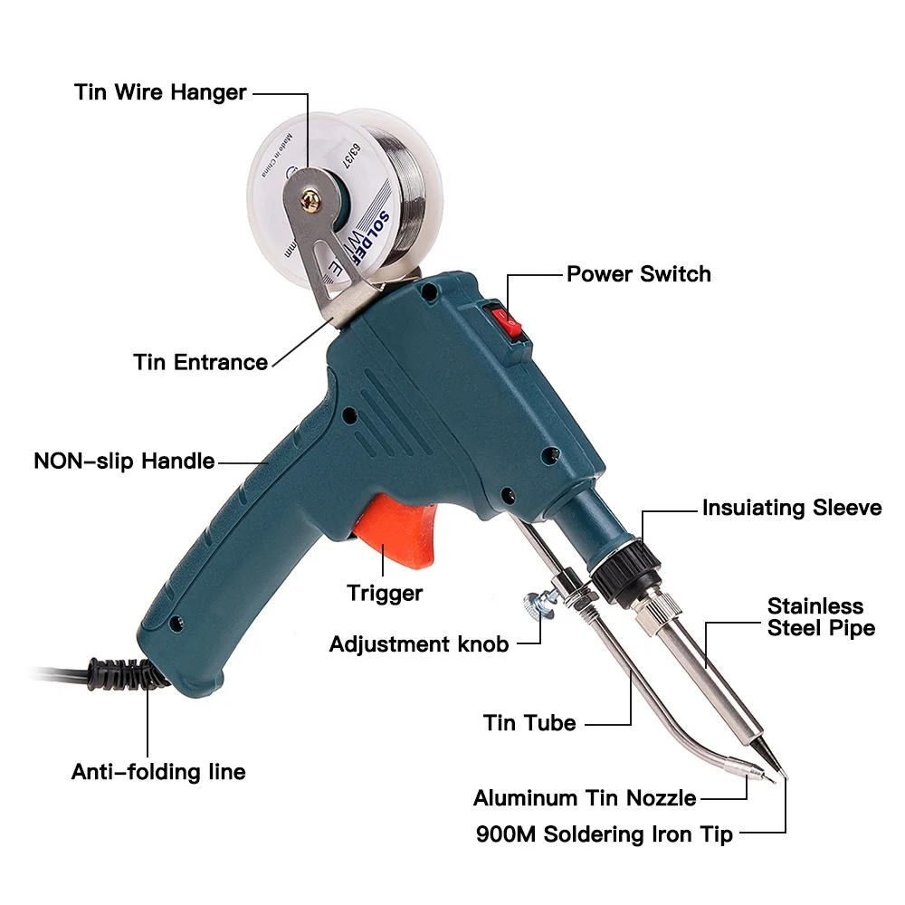 60 Вт темно зеленая пластиковая ручка Электрический паяльник инструмент