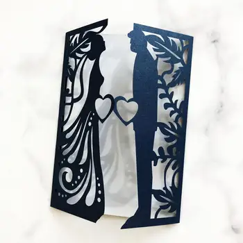 

15pcs/lot Hollow Laser Cut Happy Bride And Groom Wedding Invitations Card Valentine's Day Wedding Decoration Party Greeting Card