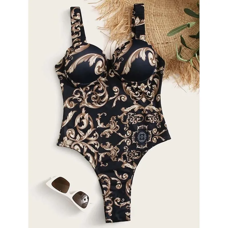 Summer Sexy Print One Piece Swimsuit Closed Female Swimwear Push Up Body Women's Swim Wear Beach Pool Bather women sport swimsuits,women bodysuits