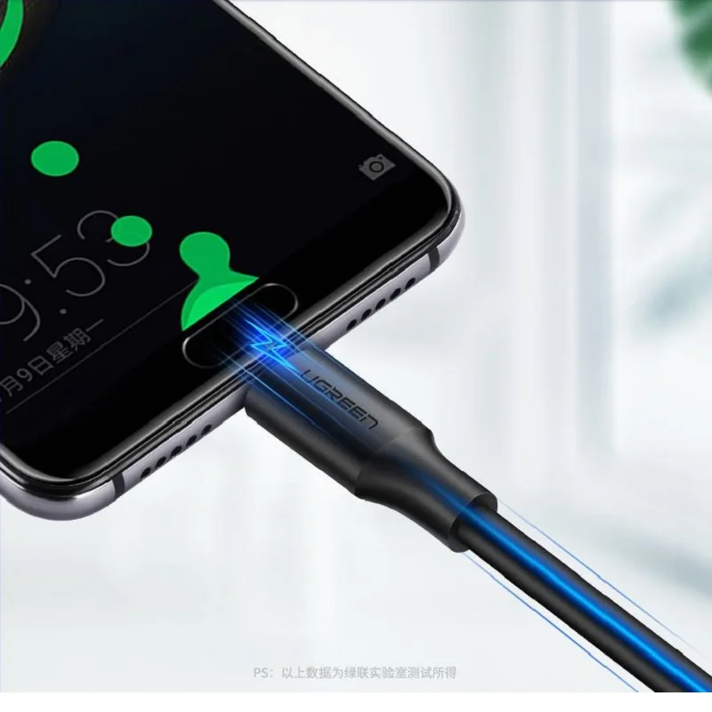 Ugreen USB Type C Data Line Apply Android Mobile Phone Flat Bluetooth Earphones Power Bank Universal 3A Fast Charging USB Cable