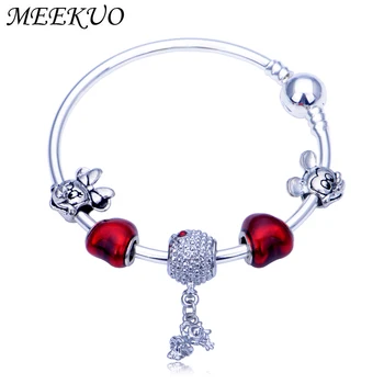 

SPP2 Variety of Design Charm Bracelet with Mickey Enamel Beads Women&Child Glass Fit Brand Bracelet Fit Women Jewelry