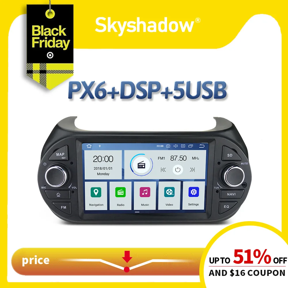 DSP PX6 ips Android 9,0 4 Гб+ 64 ГБ Автомобильный dvd-плеер gps карта Wifi RDS радио Bluetooth для Fiat Fiorino Citroen Nemo peugeot Bipper