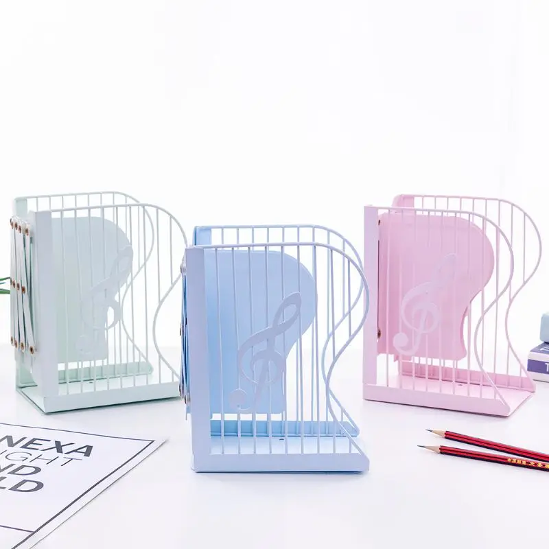 

Note Metal Retractable Bookends Support Stand Holder Shelf Bookrack Organizer