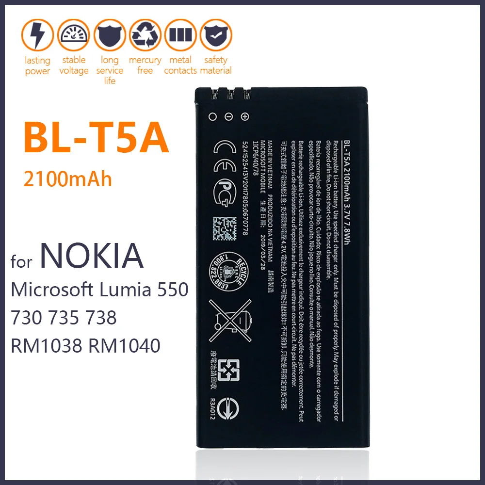 Batteria Di Alta Qualità Con Numero Di Tracciamento, Nokia, Microsoft Lumia 550, 730, 735, 738, Rm1038, Rm1040, 100% Originale, Bl-T5A
