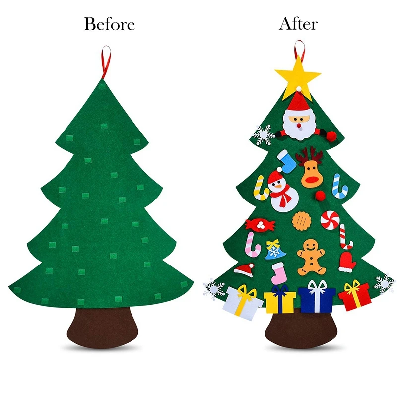 Felt Christmas Tree for Kids-3D DIY 26Pcs Detachable Ornaments, Xmas Decorations Wall Ha