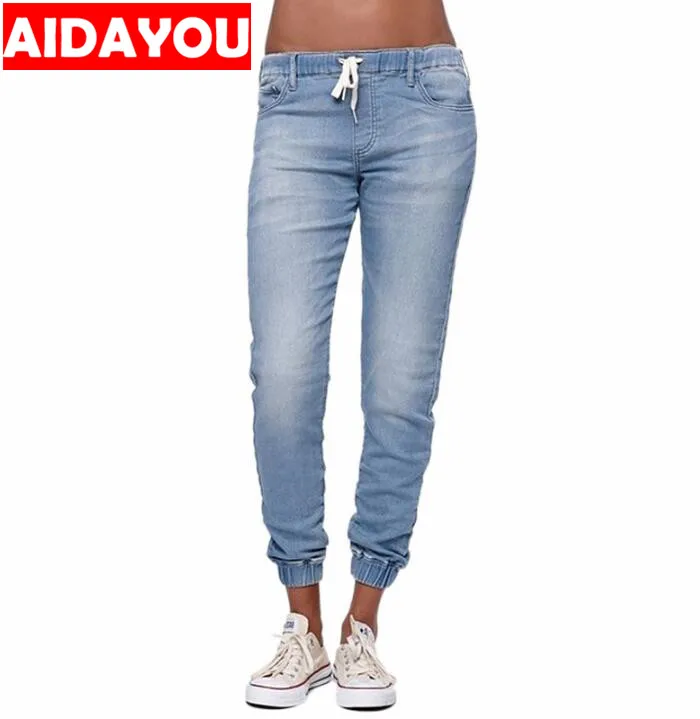 womens for jeans Elastic Sexy Skinny Pencil Jeans Leggings Middle Waist Denim Drawstring Pants ouc457 |