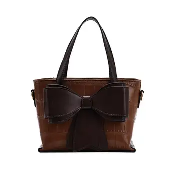 

Crocodile pattern Bow Tote Bucket bag 2020 Fashion New Quality PU Leather Women's Designer Handbag Chain Shoulder Messenger Bag