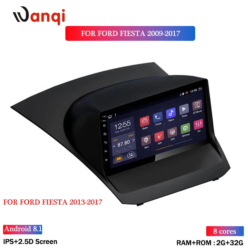 2G ram 32G rom 9 дюймов Android 8,1 автомобильный dvd gps навигатор для Ford Fiesta 2009- мультимедийная система - Цвет: Eight cores