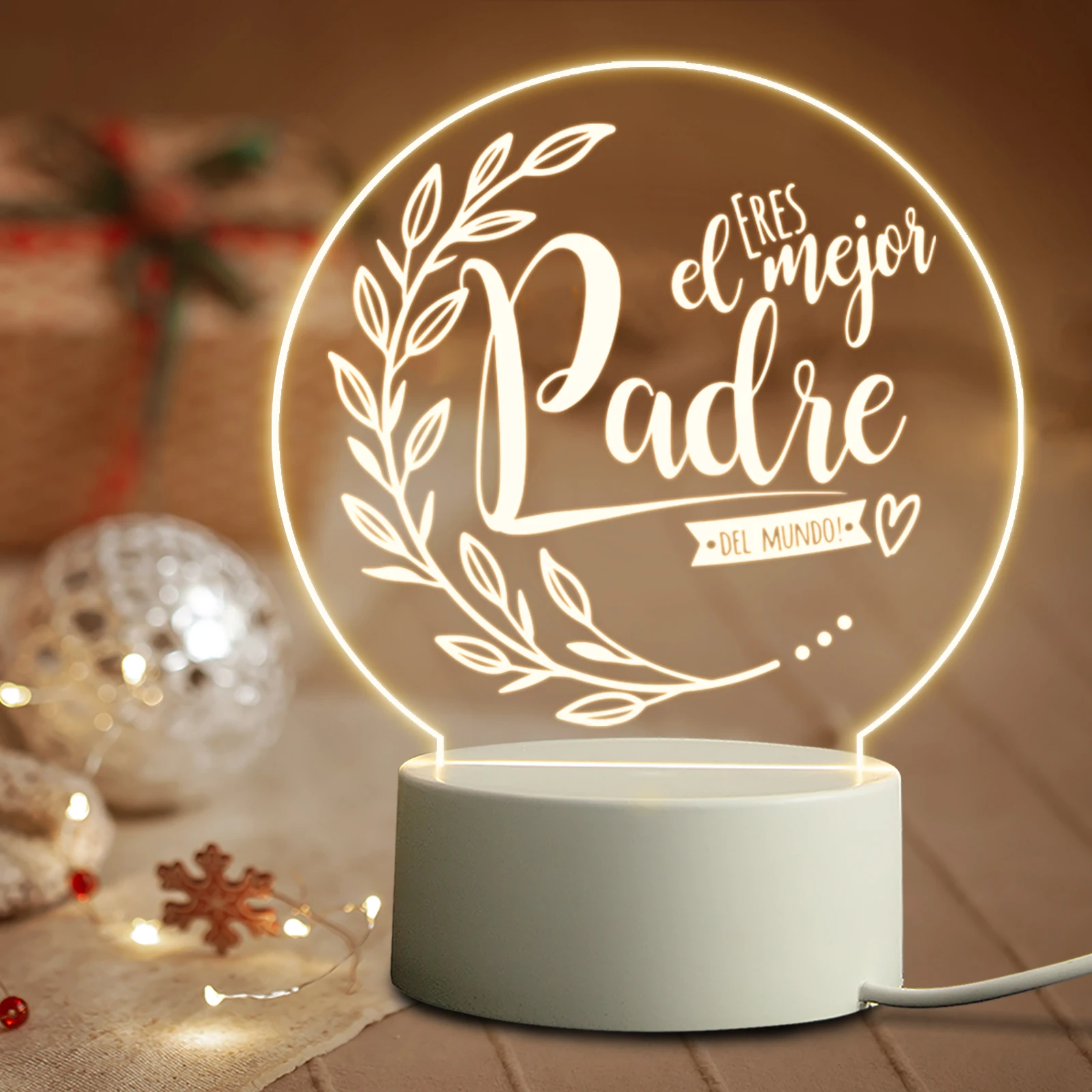 night lamp Dad's Gift LED Acrylic Warm Base Night Light Father's Day Present Engraved Bedside Sleeping  Atmosphere Lamp Home/Party Decor night stand lamps Night Lights