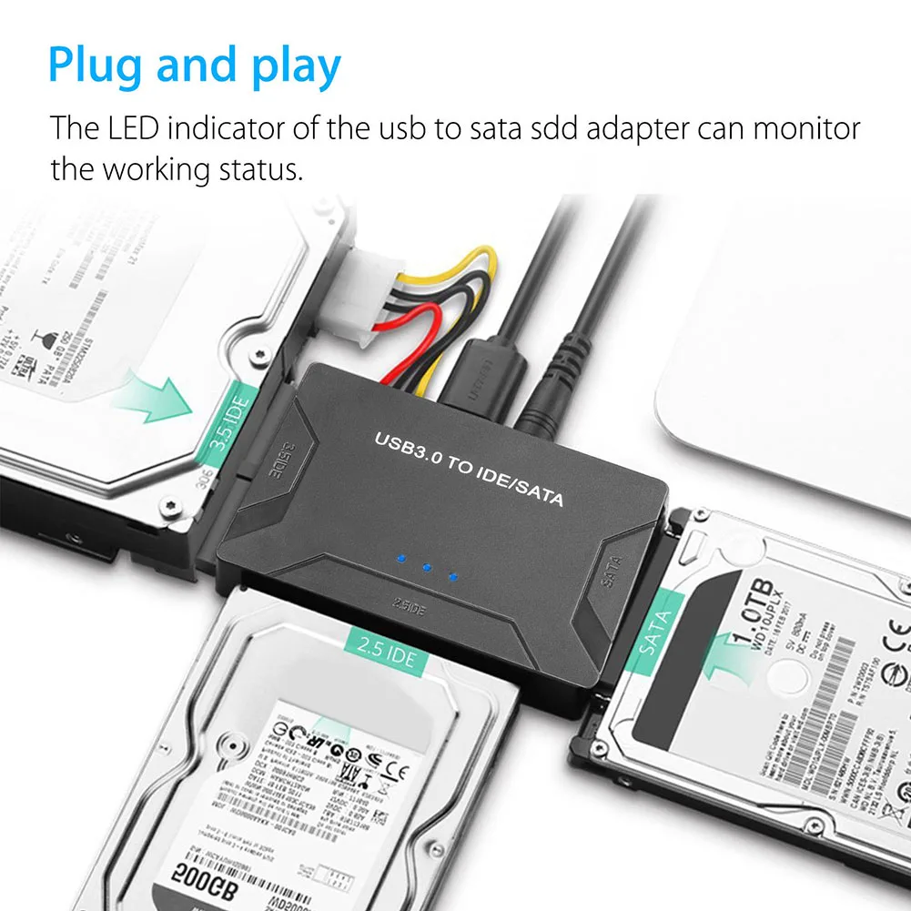 

USB 3.0 to IDE SATA Converter External Hard Drive Adapter Kit 2.5" 3.5" Cable PUO88