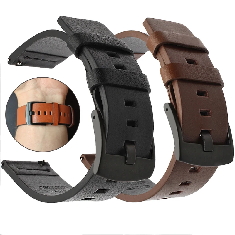 Watchband for Samsung Galaxy watch 3 46mm 42mm Active 2 40 44 Gear s3 Watch  Band Strap 20 22 24mm Genuine Leather Bracelet - AliExpress