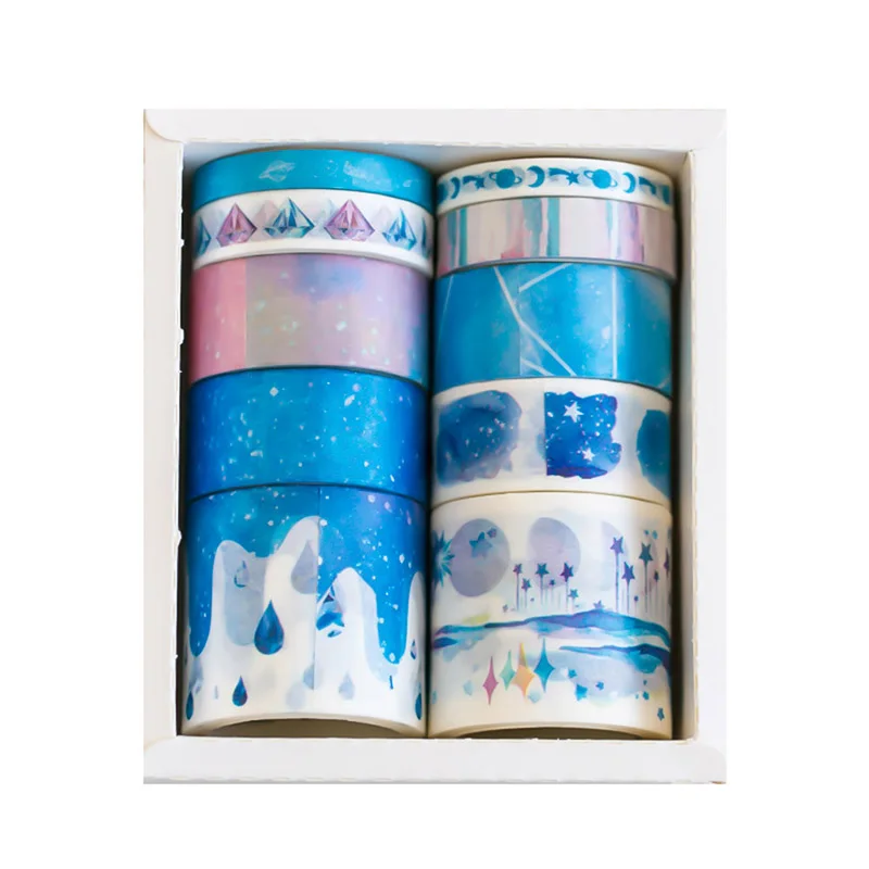 10 Pcs Beautiful Mood Tape Tower Washi Tape Paper DIY Planner Masking Tape Adhesive Tapes Stickers Decorative Stationery Tapes