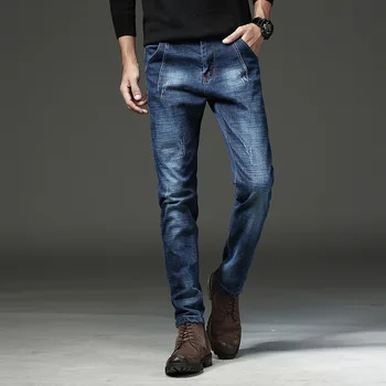 

2019 men straight tide of cultivate one's morality cowboy pants youth business casual micro stretch denim trousers