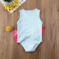 1-4Years Kid Baby Girls Swimsuits Flamingo Striped Swimwear For Girls Summer One_Piece Swimsuit Girls Beach Bathing Suit 2