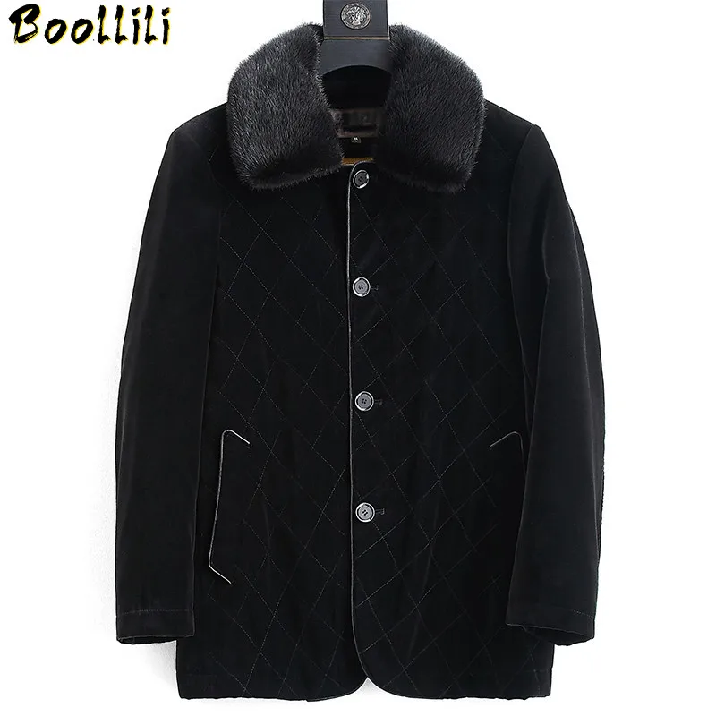 

Parka Homme Boollili Real Fur Coat Winter Jacket Men Real Mink Fur Liner Gold Velvet Jacket Plus Size Long Coat