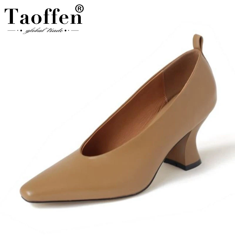 Taoffen/Новое поступление; женские туфли-лодочки из натуральной кожи; туфли с острым носком на высоком каблуке; женские вечерние туфли-лодочки для офиса; сезон весна; размеры 34-39