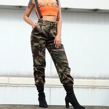 

Women High Waist Camouflage Overalls Streetwear Cotton Pockets Patchwork Pants Womens Loose Hippie Pencil Cargo Pants