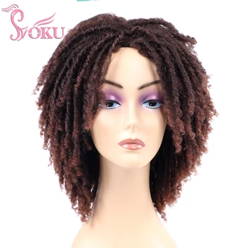 

SOKU Ombre Braid Wigs with Faux Locs Braids Short Bob Wig for Afro Black Women Curly Twist Hair Synthetic Dreadlock Braided Wigs