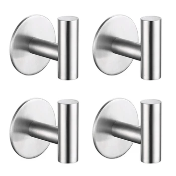 

Multi-Purpose Hooks Rack Towel-Hanger Key-Holder Bathroom-Rack Self-Adhesive Wall-Door Kitchen Stainless Steel Storage Hook 4pcs